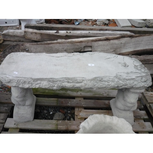 10 - Large straight timber seat with squirrel plinths