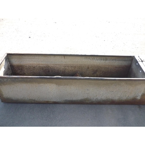 111 - Large galvanised metal water trough including five small drinkers