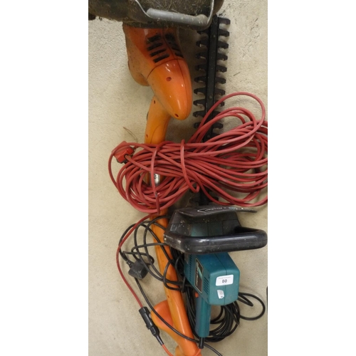 80 - Electric hedge trimmer by Black & Decker and an electric strimmer