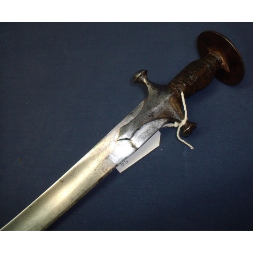 26 - Mid 19th C Indian Talwar sword (circa Indian mutiny) with 30.5 inch curved blade, with leather bound... 