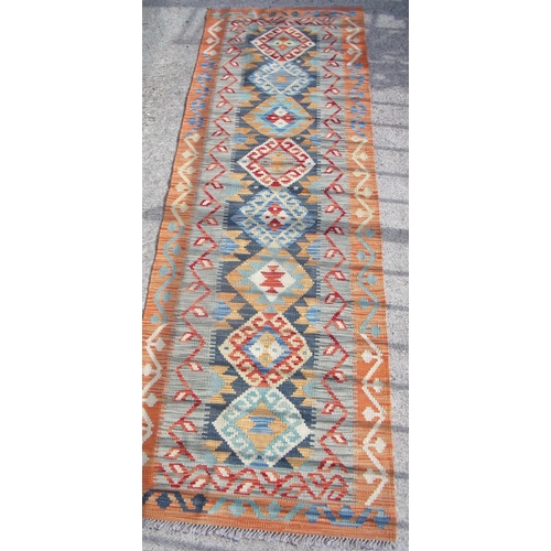 455 - Vegetable dye wool Chobi Kelim runner (204cm x 69cm)