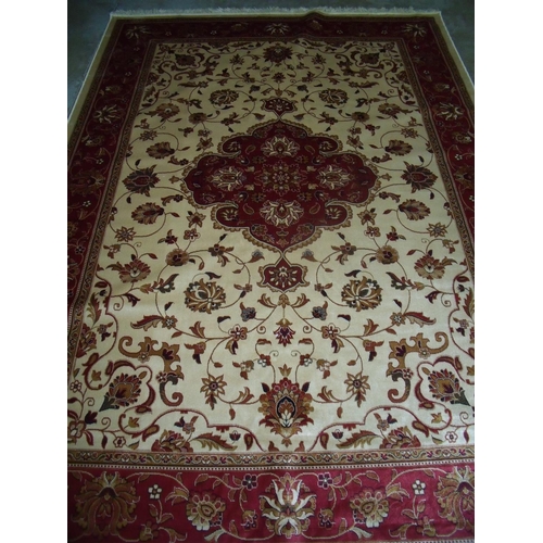 459 - Beige ground Keshan carpet (280cm x 200cm)