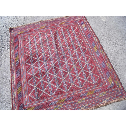 465 - Red & blue ground Gazak rug (137cm x 118cm)