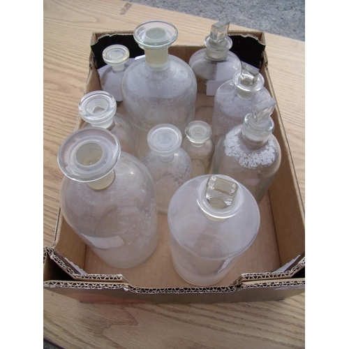 30 - Box of various chemist and apothecary type glass jars