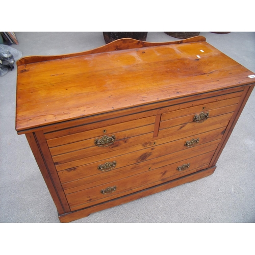 428 - Early 20th C stained pine chest of two short above two long drawers (106cm x 46cm x 78cm)