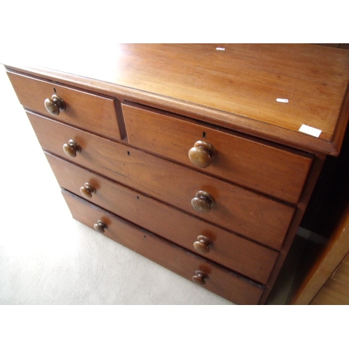 444 - Victorian mahogany chest of two short above three long drawers (104cm x 49cm x 87cm)