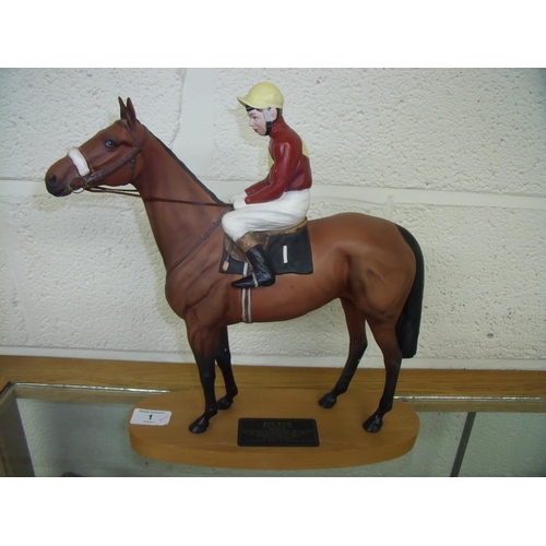 1 - Beswick Connoisseurs model of Red Rum with Brian Fletcher Up Winner of the Aintree Grand National 19... 