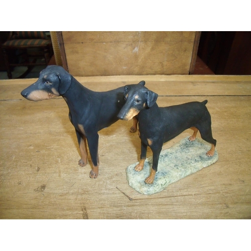 63 - Boxed Border Fine Arts figure of a Dobermann and another similar figure (2)