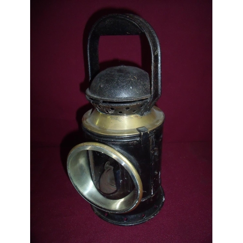 9 - Railway hand lamp with brass mounts and coloured filters