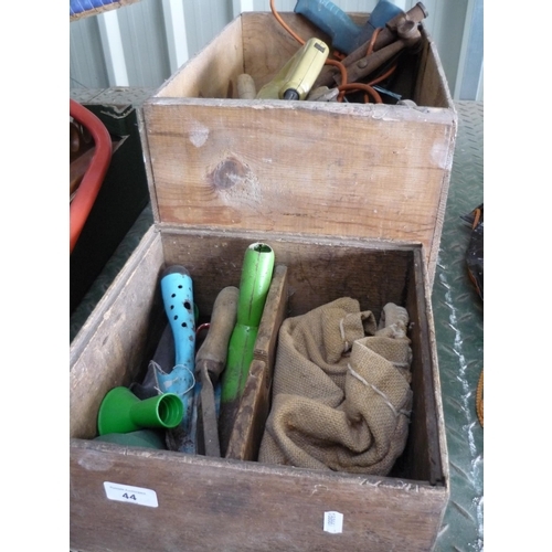 23 - Two boxes containing various tools including cobblers last, drill and other electrical equipment