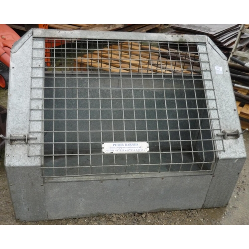 113 - Galvanised cage with front lifting grill possibly for vehicle