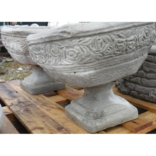85 - Ornate square urn decorated with roses (2)