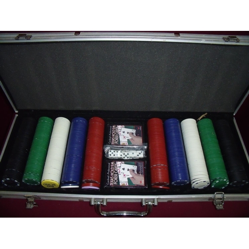 305 - Large aluminium cased poker set