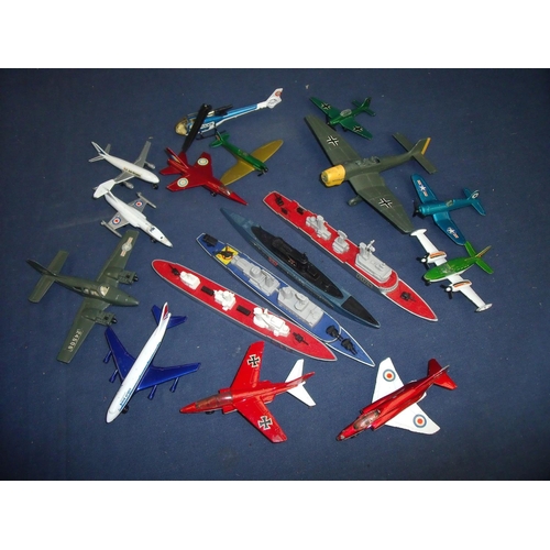 107 - Collection of Matchbox Sea King Battleships and Dinky and other diecast aircraft (QTY)