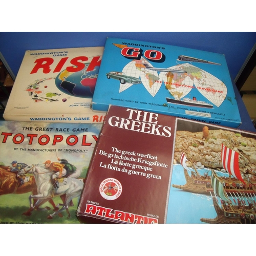 119 - Four boxed vintage games including Risk, Go, Totopoly and The Greeks (4)