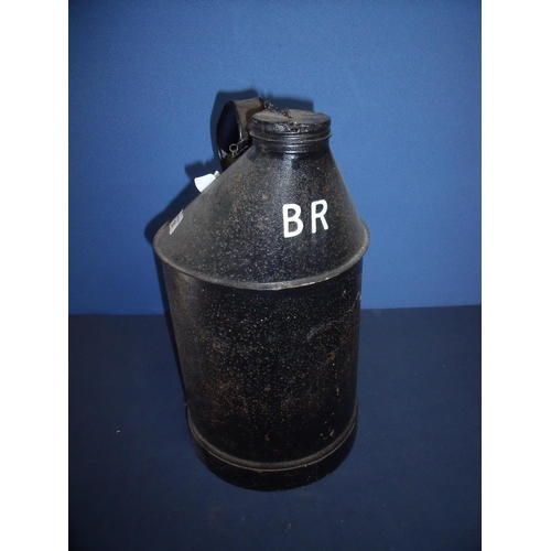 21 - Large British Railways fuel/oil type can with screw off top and carry handle marked BR (39cm high)