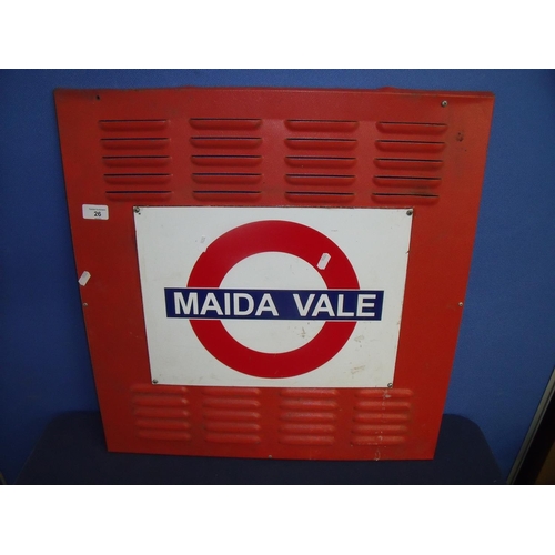 26 - Air-conditioning vent mounted with London Underground Maida Vale sign