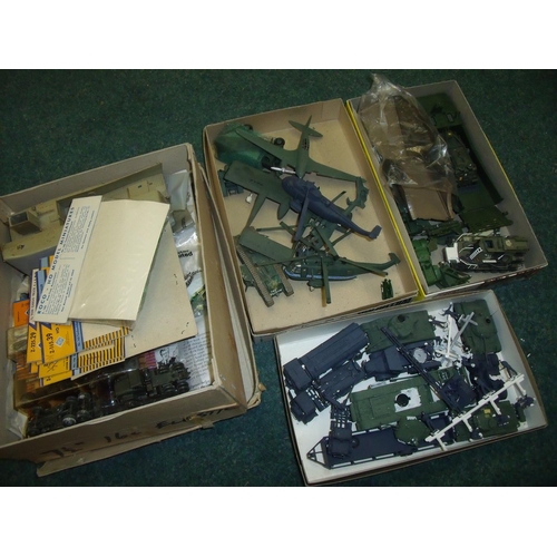 265 - Quantity of military Airfix type and other models including aircraft, tanks, various railway accesso... 