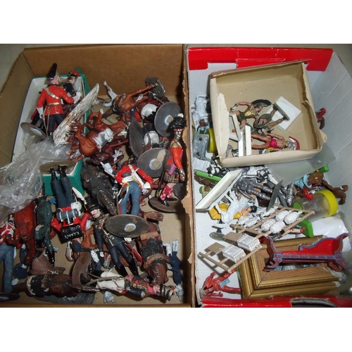 290 - Large quantity of cast metal military miniatures relating to the Napoleonic War period, mostly large... 