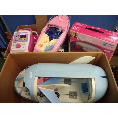 304 - Large Barbie aircraft and a selection of other Barbie accessories including jeeps, speedboats etc