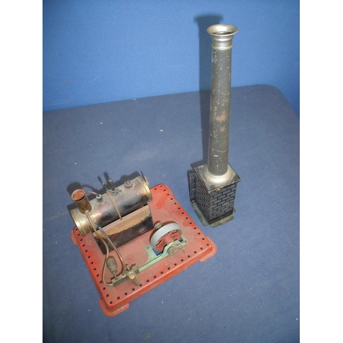 313 - Vintage Meccano style stationary engine with separate chimney block (2)