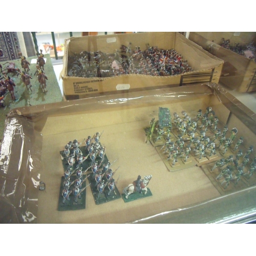 336 - Quantity of painted cast metal military miniatures including infantry, cavalry etc including mounted... 