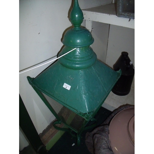 4 - Victorian street light lantern top painted in green, with fixing bracket