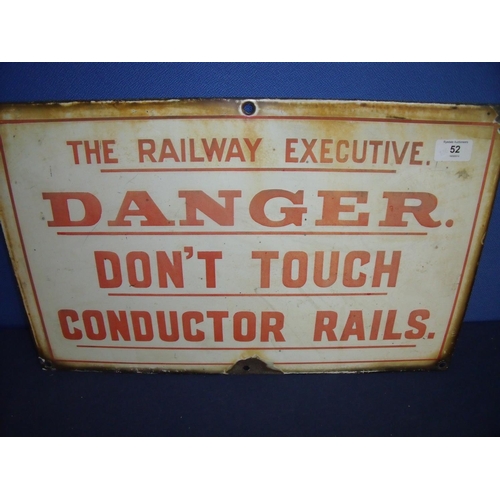 52 - Enamel Railway Executive Danger sign (51cm x 32cm)