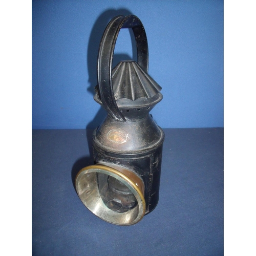58 - Railway hand lamp with brass plaque for Nunn, Ridsdale & Co London. E