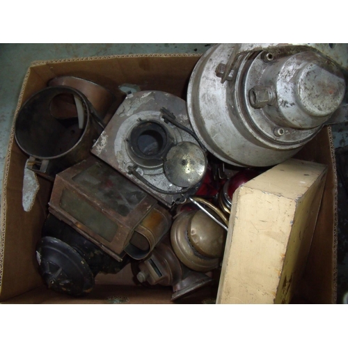 75 - Selection of various part railway lamps, hand lamps etc in various states of repair
