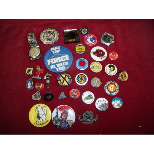 77 - Collection of various assorted badges, lapel badges etc including an early enamel Golden Shred  Scou... 