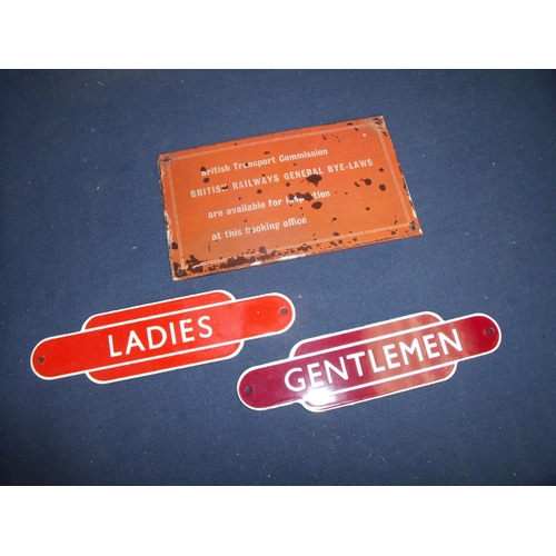 79 - British Transport Commission British Railways plaque, an enamel totem North East Region Ladies plaqu... 