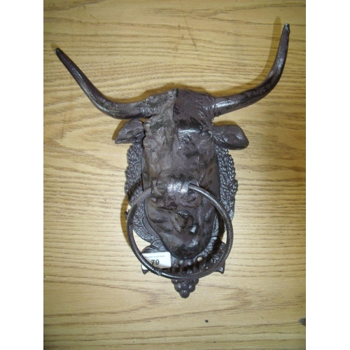 67 - Cast metal wall plaque of a bull with nose ring