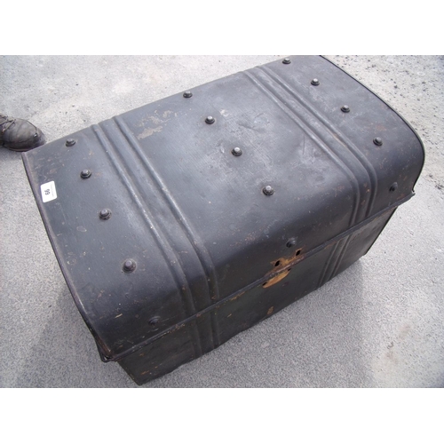 102 - Vintage metal dome-top trunk with twin carrying handles