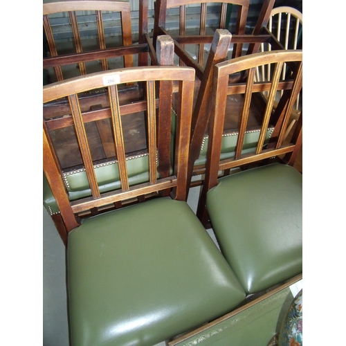 264 - Set of six mahogany dining chairs with green leather seats