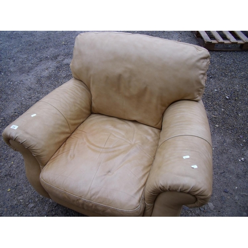 382 - Tan leather upholstered armchair