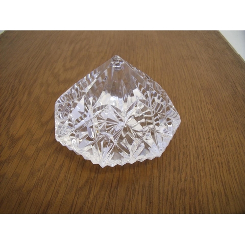 114 - Waterford cut crystal diamond shaped paperweight (6cm high)