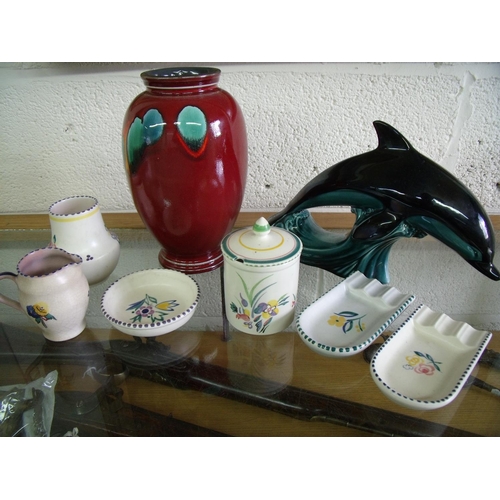 129 - Collection of Poole Pottery including large decorative vase, large dolphin, various preserve pots, v... 