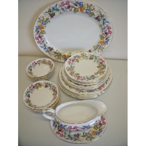 21 - Shelley Spring Bouquet part dinner service with meat dish, three sizes of plates, fruit dishes, and ... 