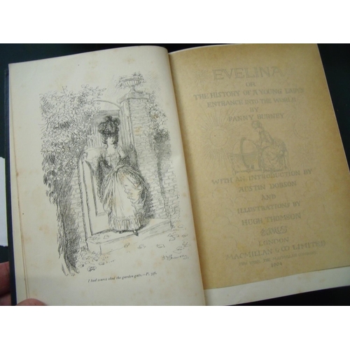 243 - Selection of seven books including 'Evelina' by Fanny Burnley, 'Three Men in a Boat', 'Confessions o... 