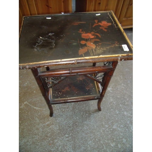 256 - Early - mid 20th C rectangular two tier bamboo and lacquered occasional table