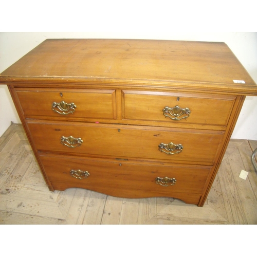 278 - Early 20th C beech chest of two short above two long drawers (width 100cm)