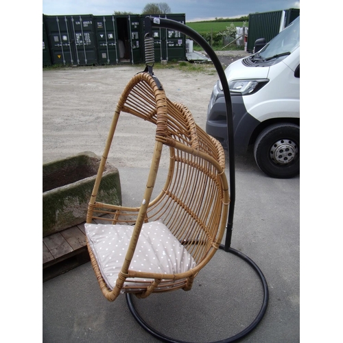 352 - Wickerwork hanging basket chair on metal stand