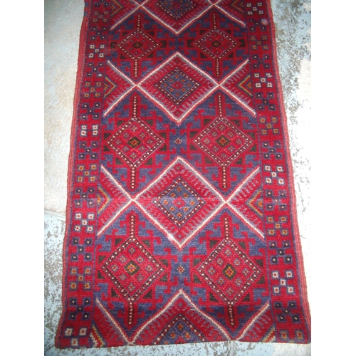 364 - Blue & red Meshwarni runner (252cm x 63cm)