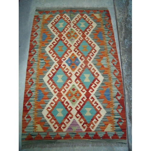 369 - Multi-coloured vegetable dye wool Chobi Kelim rug (126cm x 80cm)