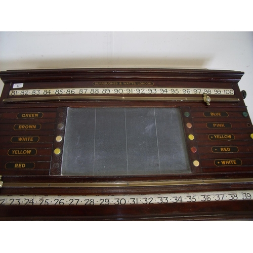 43 - Quality 19th/20th C billiards scoreboard by Burroughes and Watts London