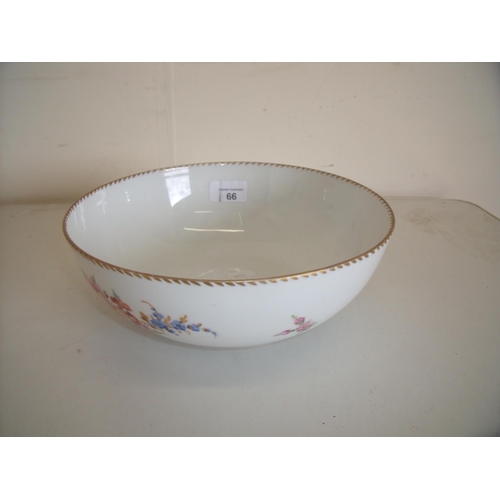 66 - Dresden ceramic bowl with floral and gilt detail (diameter 24cm)