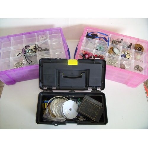 79 - Three boxes containing a large selection of various modern jewellery making equipment tools, accesso... 