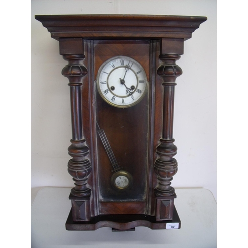 82 - Stained beech cased wall clock