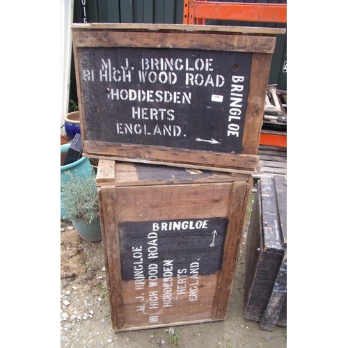 128 - Two vintage shipping crates with logo